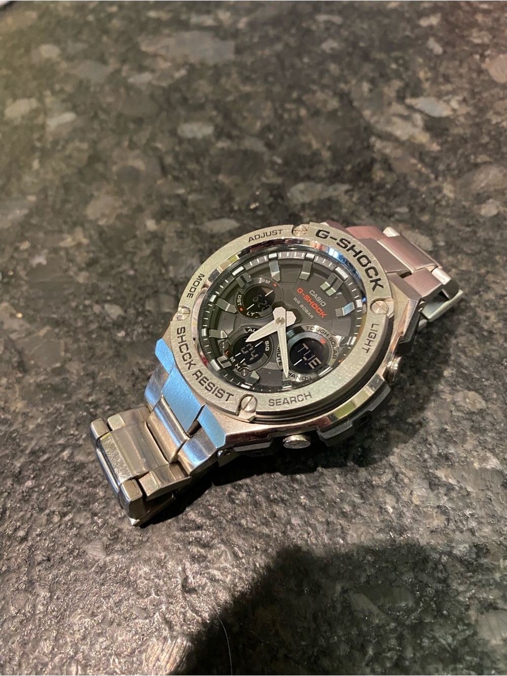 G-SHOCK Silver and Black GST-110D Stainless Steel Chronograph Watch